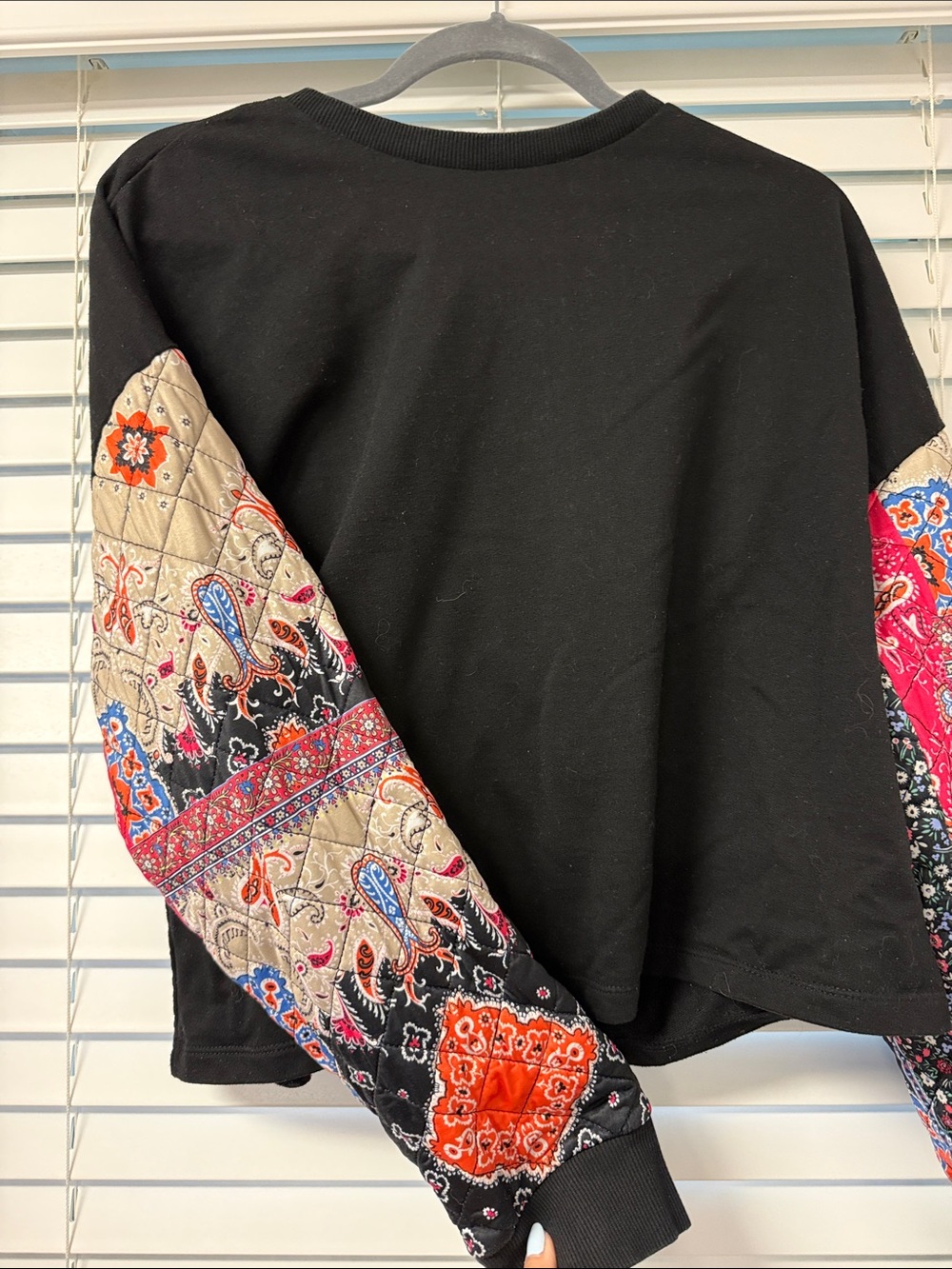 ZARA Sweatshirt with Quilted Paisley Print Sleeves